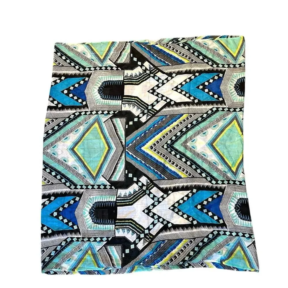 Michael Stars Eternity Infinity Drawn on Angle Scarf Geometric Blue NWT Boho